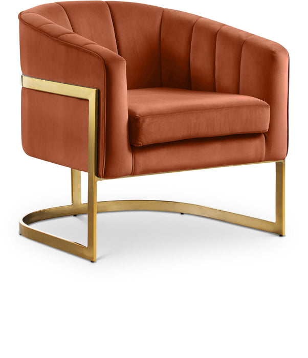 Carter Cognac Velvet Accent Chair - Furniture Stars (Chicago, IL)