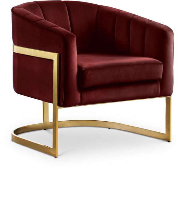 Carter Burgundy Velvet Accent Chair - Furniture Stars (Chicago, IL)