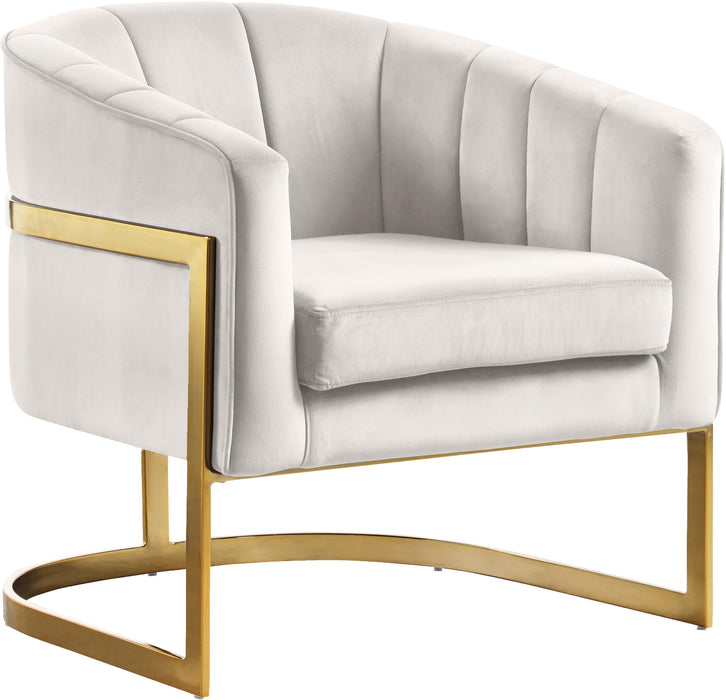Carter Cream Velvet Accent Chair - Furniture Stars (Chicago, IL)