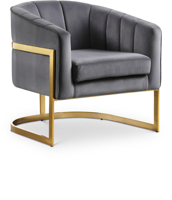 Carter Grey Velvet Accent Chair - Furniture Stars (Chicago, IL)