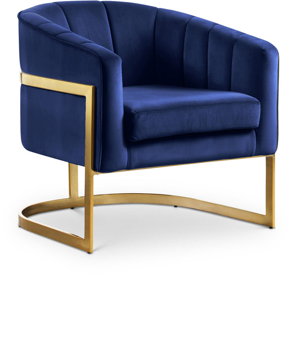 Carter Navy Velvet Accent Chair - Furniture Stars (Chicago, IL)