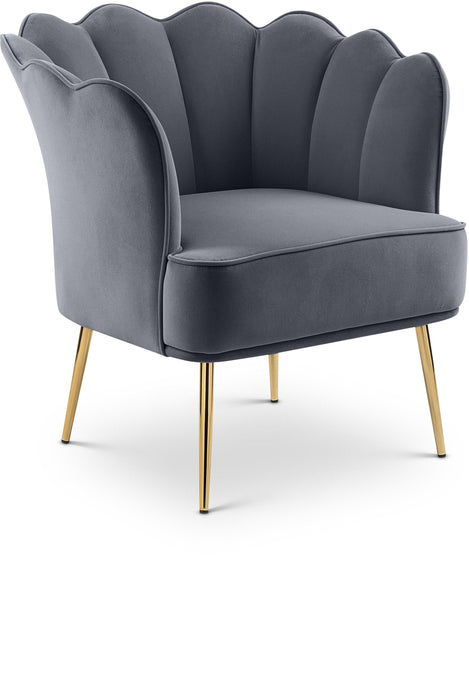 Jester Grey Velvet Accent Chair - Furniture Stars (Chicago, IL)