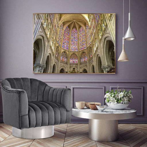 Farrah Grey Velvet Accent Chair - Furniture Stars (Chicago, IL)