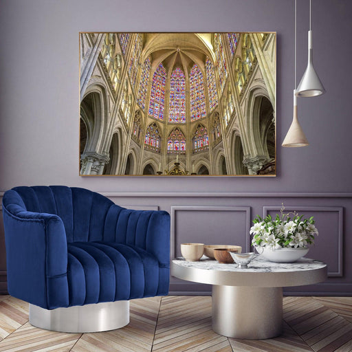 Farrah Navy Velvet Accent Chair - Furniture Stars (Chicago, IL)