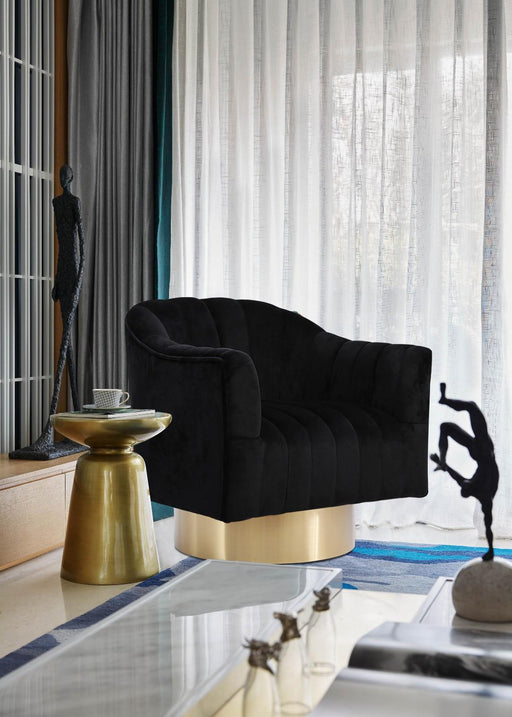 Farrah Black Velvet Accent Chair - Furniture Stars (Chicago, IL)