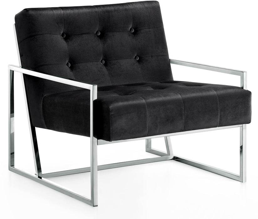 Alexis Black Velvet Accent Chair - Furniture Stars (Chicago, IL)