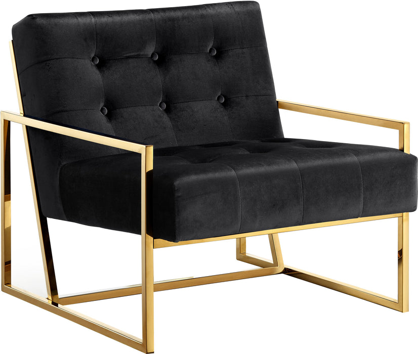 Pierre Black Velvet Accent Chair - Furniture Stars (Chicago, IL)