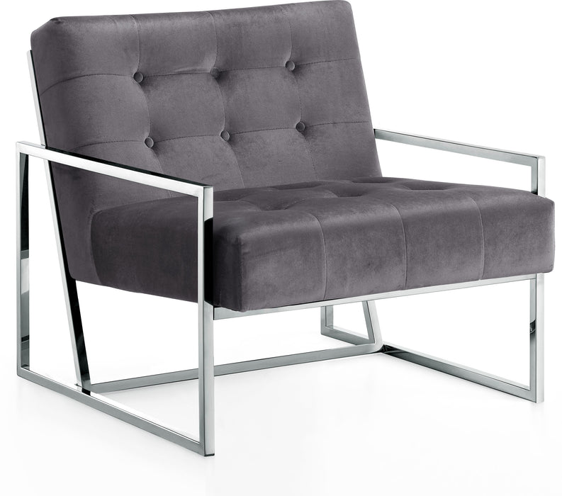 Alexis Grey Velvet Accent Chair - Furniture Stars (Chicago, IL)
