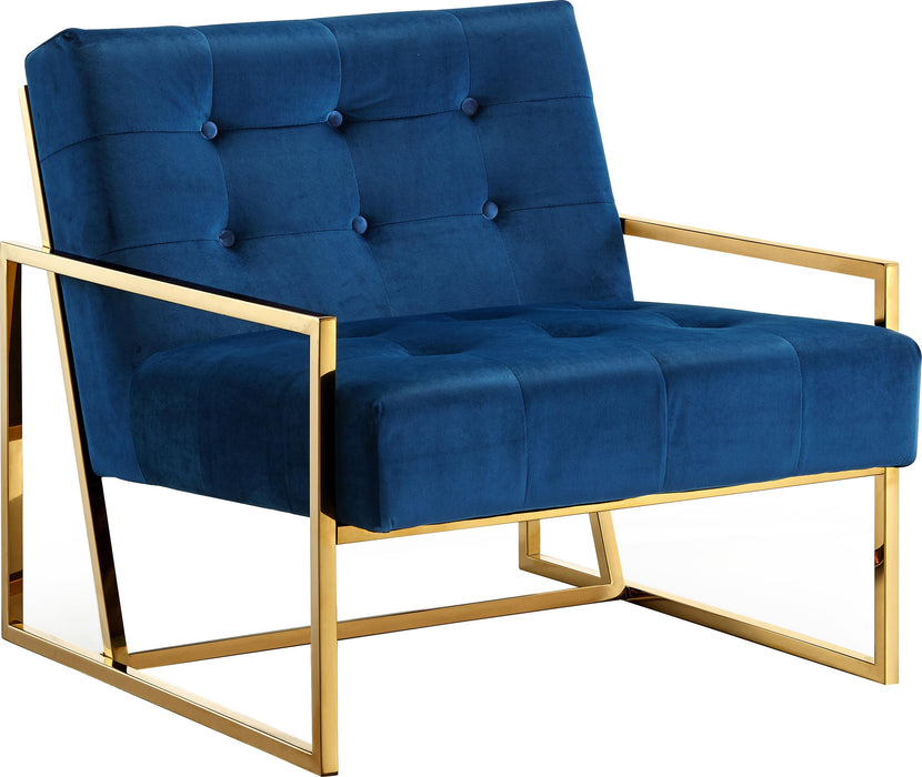 Pierre Navy Velvet Accent Chair - Furniture Stars (Chicago, IL)