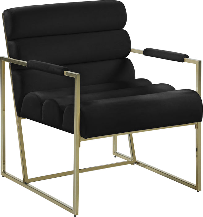 Wayne Black Velvet Accent Chair - Furniture Stars (Chicago, IL)