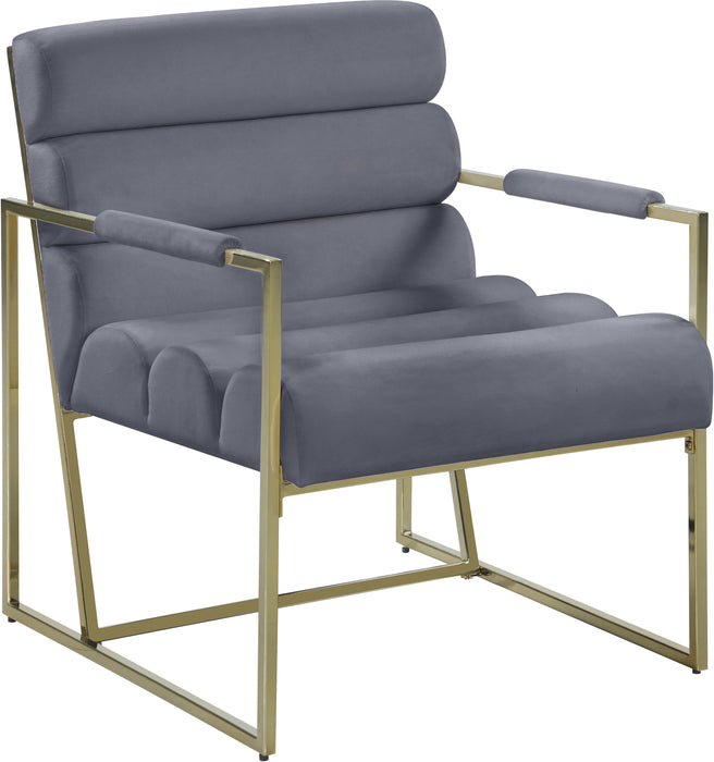 Wayne Grey Velvet Accent Chair - Furniture Stars (Chicago, IL)