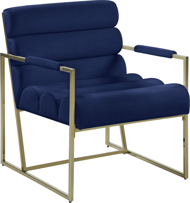 Wayne Navy Velvet Accent Chair - Furniture Stars (Chicago, IL)
