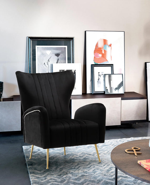 Opera Black Velvet Accent Chair - Furniture Stars (Chicago, IL)