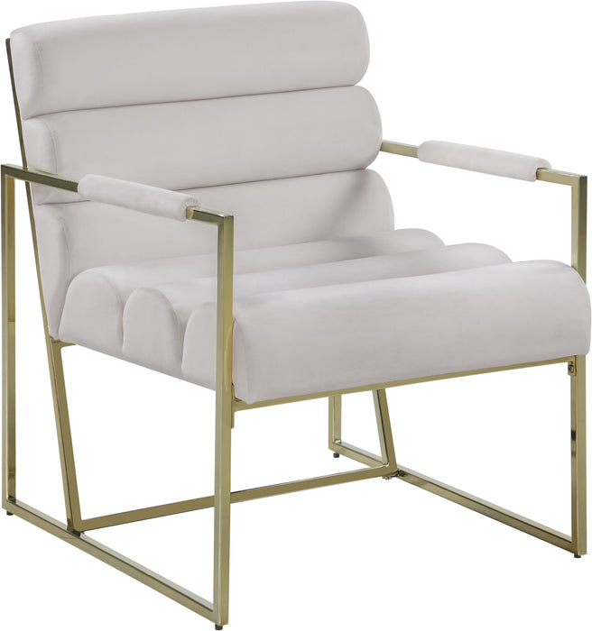 Wayne Cream Velvet Accent Chair - Furniture Stars (Chicago, IL)
