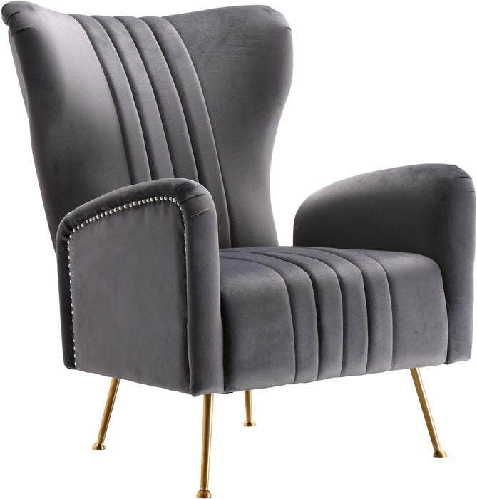 Opera Grey Velvet Accent Chair - Furniture Stars (Chicago, IL)