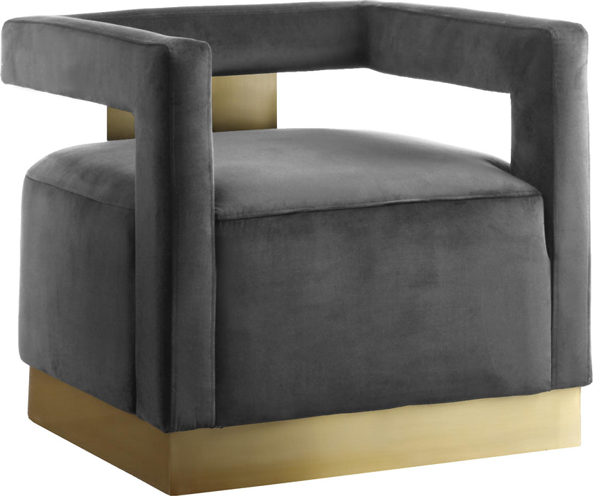 Armani Grey Velvet Accent Chair - Furniture Stars (Chicago, IL)