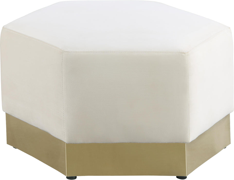 Marquis Cream Velvet Ottoman - Furniture Stars (Chicago, IL)