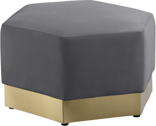 Marquis Grey Velvet Ottoman - Furniture Stars (Chicago, IL)