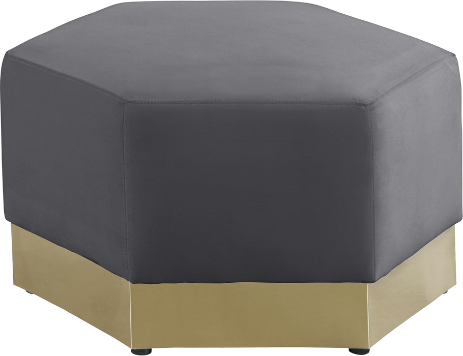 Marquis Grey Velvet Ottoman - Furniture Stars (Chicago, IL)
