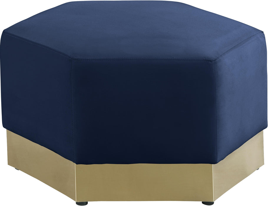 Marquis Navy Velvet Ottoman - Furniture Stars (Chicago, IL)