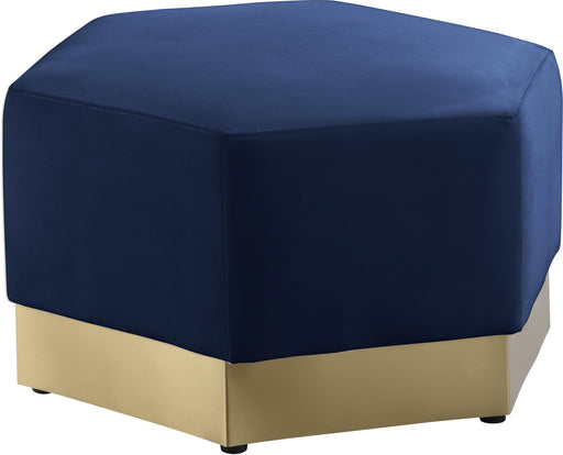 Marquis Navy Velvet Ottoman - Furniture Stars (Chicago, IL)