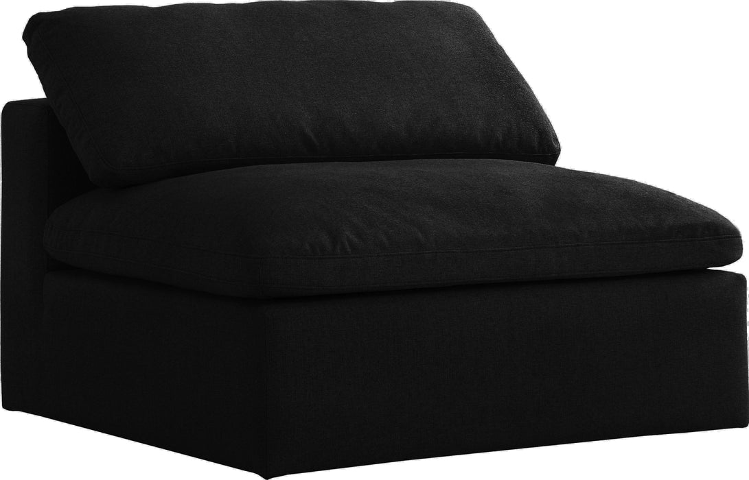Serene Black Linen Fabric Deluxe Cloud Armless Chair - Furniture Stars (Chicago, IL)