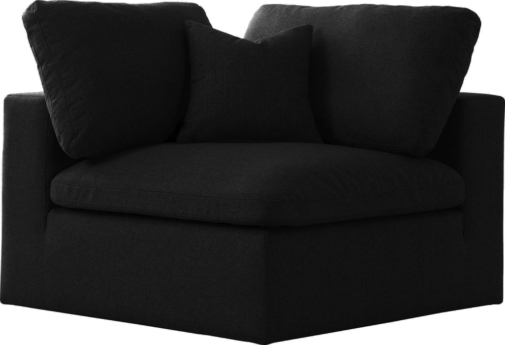 Serene Black Linen Fabric Deluxe Cloud Corner Chair - Furniture Stars (Chicago, IL)