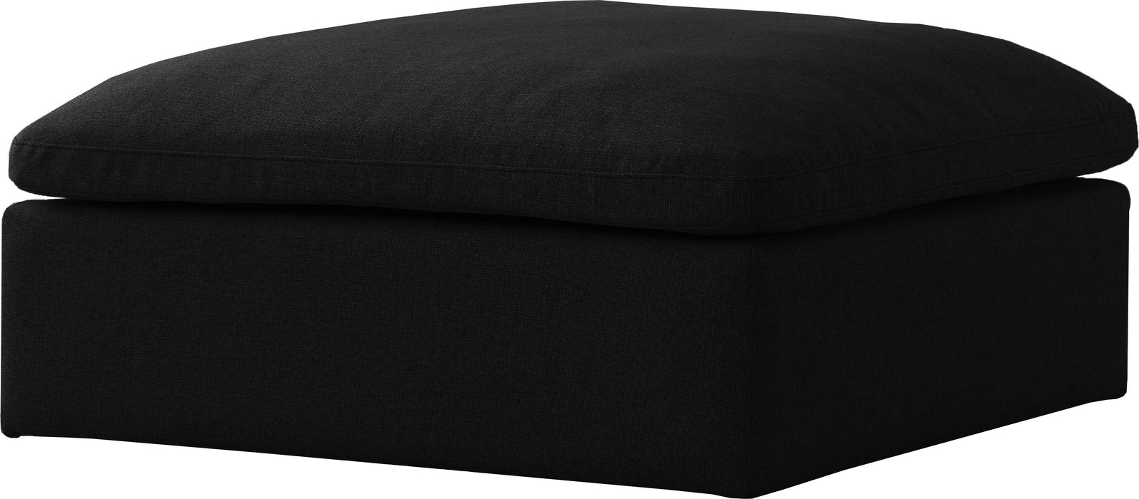 Serene Black Linen Fabric Deluxe Cloud Ottoman - Furniture Stars (Chicago, IL)