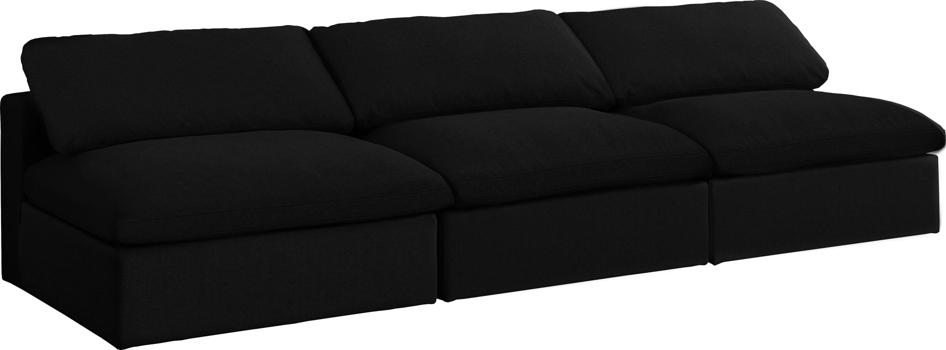 Serene Black Linen Fabric Deluxe Cloud Modular Armless Sofa - Furniture Stars (Chicago, IL)