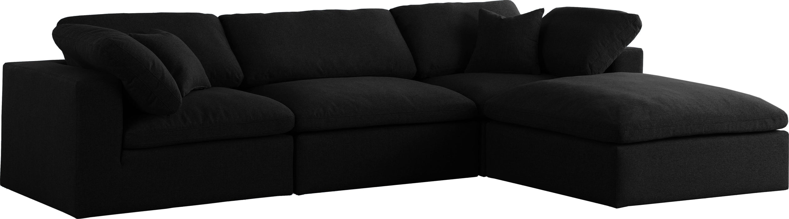 Serene Black Linen Fabric Deluxe Cloud Modular Sectional - Furniture Stars (Chicago, IL)