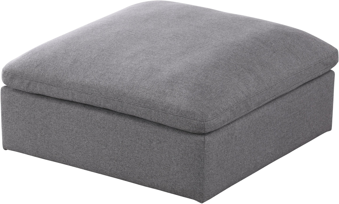 Serene Grey Linen Fabric Deluxe Cloud Ottoman - Furniture Stars (Chicago, IL)