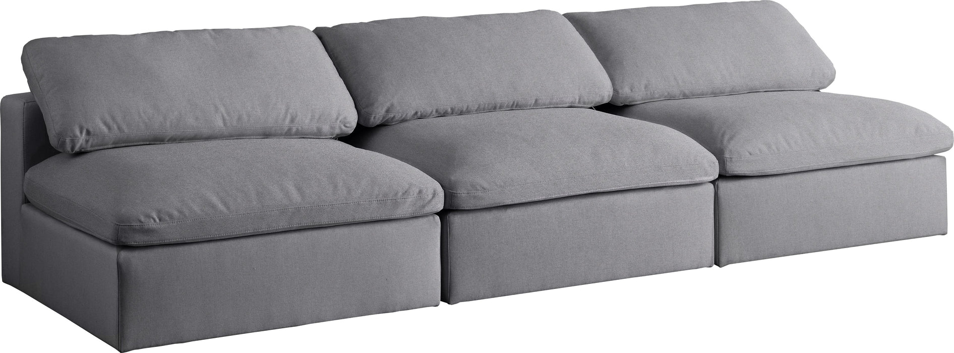 Serene Grey Linen Fabric Deluxe Cloud Modular Armless Sofa - Furniture Stars (Chicago, IL)