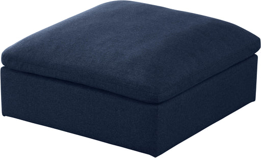 Serene Navy Linen Fabric Deluxe Cloud Ottoman - Furniture Stars (Chicago, IL)