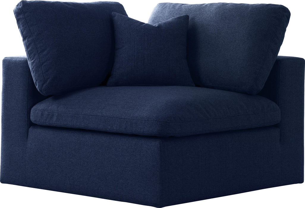 Serene Navy Linen Fabric Deluxe Cloud Corner Chair - Furniture Stars (Chicago, IL)