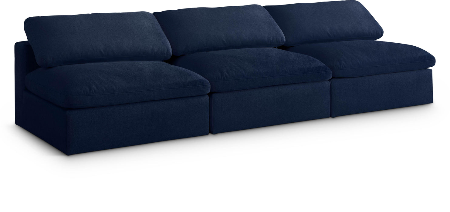 Serene Navy Linen Fabric Deluxe Cloud Modular Armless Sofa - Furniture Stars (Chicago, IL)