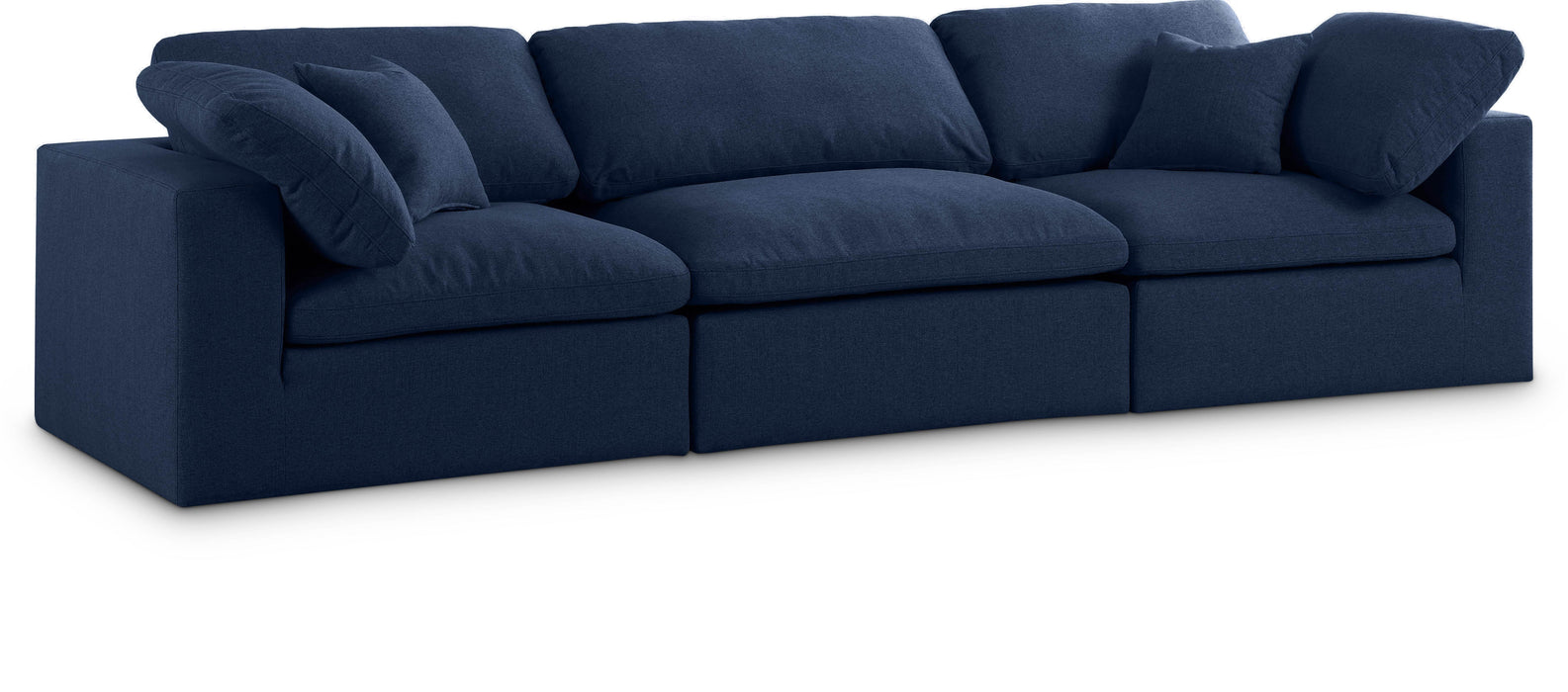 Serene Navy Linen Fabric Deluxe Cloud Modular Sofa - Furniture Stars (Chicago, IL)