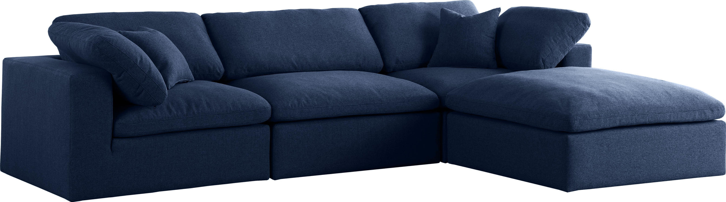 Serene Navy Linen Fabric Deluxe Cloud Modular Sectional - Furniture Stars (Chicago, IL)