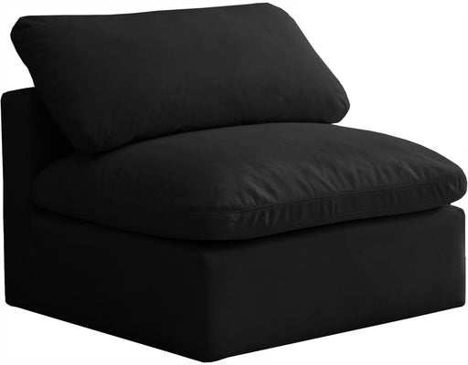 Plush Black Velvet Standard Cloud Modular Armless Chair - Furniture Stars (Chicago, IL)
