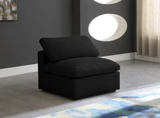 Plush Black Velvet Standard Cloud Modular Armless Chair - Furniture Stars (Chicago, IL)