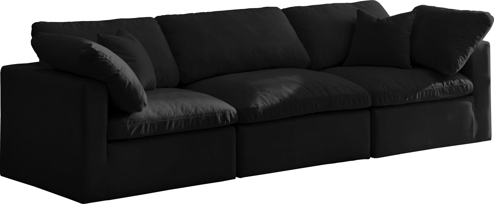 Plush Black Velvet Standard Cloud Modular Sofa - Furniture Stars (Chicago, IL)