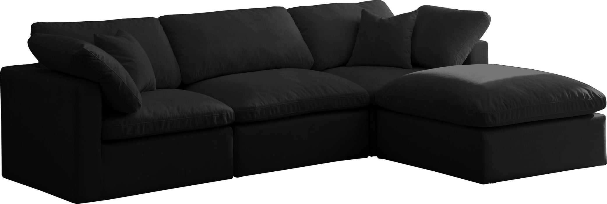Plush Black Velvet Standard Cloud Modular Sectional - Furniture Stars (Chicago, IL)