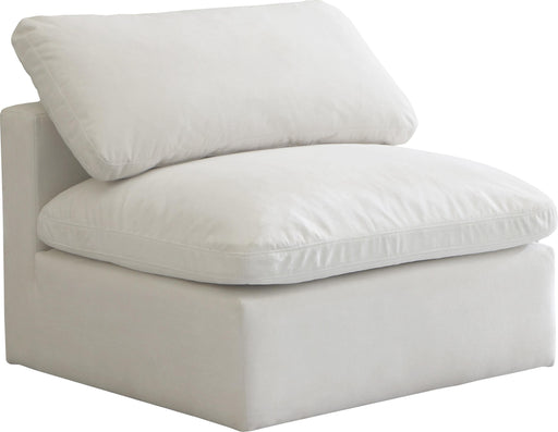 Plush Cream Velvet Standard Cloud Modular Armless Chair - Furniture Stars (Chicago, IL)