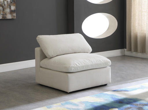 Plush Cream Velvet Standard Cloud Modular Armless Chair - Furniture Stars (Chicago, IL)