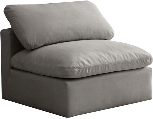 Plush Grey Velvet Standard Cloud Modular Armless Chair - Furniture Stars (Chicago, IL)