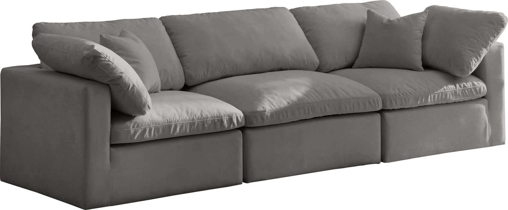Plush Grey Velvet Standard Cloud Modular Sofa - Furniture Stars (Chicago, IL)