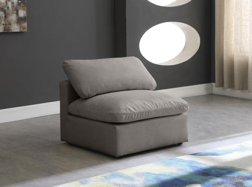 Plush Grey Velvet Standard Cloud Modular Armless Chair - Furniture Stars (Chicago, IL)