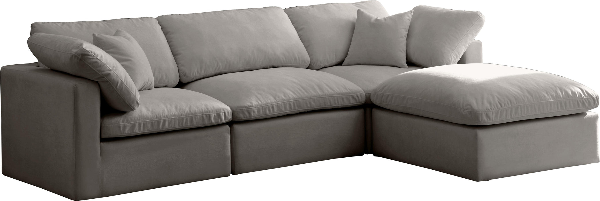 Plush Grey Velvet Standard Cloud Modular Sectional - Furniture Stars (Chicago, IL)