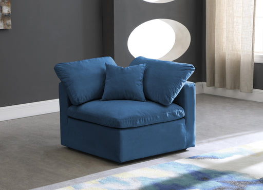 Plush Navy Velvet Standard Cloud Modular Corner Chair - Furniture Stars (Chicago, IL)