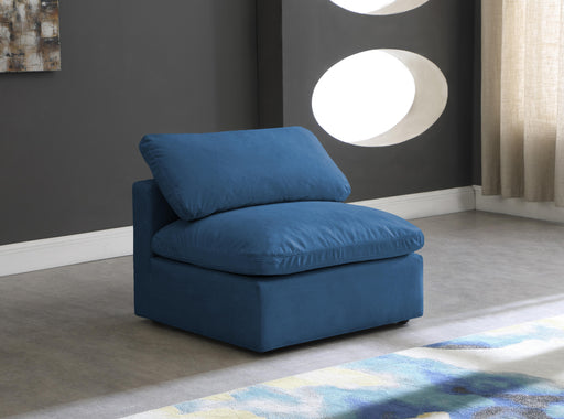 Plush Navy Velvet Standard Cloud Modular Armless Chair - Furniture Stars (Chicago, IL)