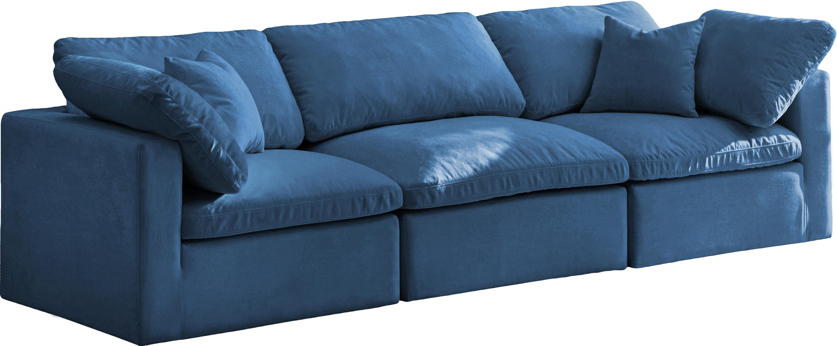Plush Navy Velvet Standard Cloud Modular Sofa - Furniture Stars (Chicago, IL)